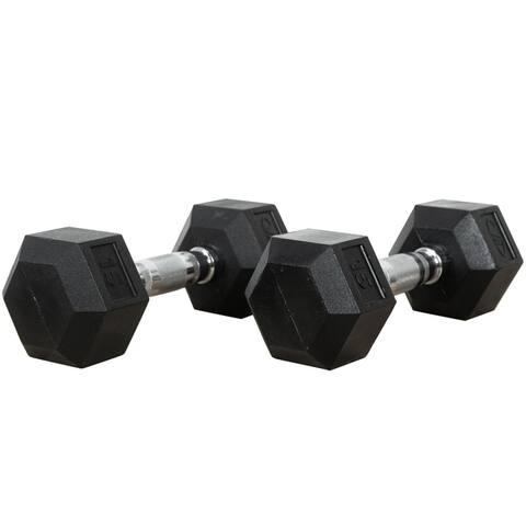 Valor Fitness RH-15 Rubber Hex Dumbbells for Strengthening and Toning Muscles - 15 lb(Set of 2)