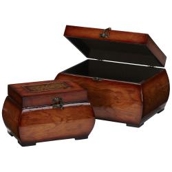 Decorative Lacquered Wood Chests (Set of 2) - - 6274979