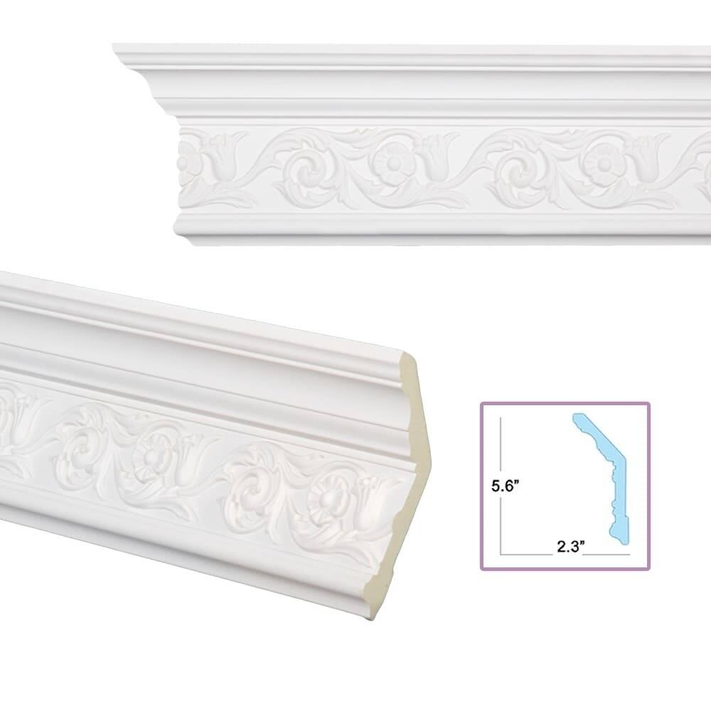Scrolling Foliage 6-inch Crown Molding (8 pieces)