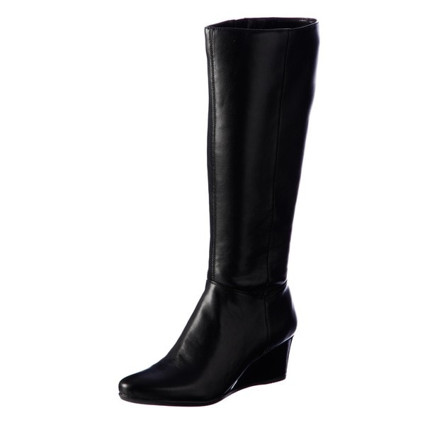 womens tall black wedge boots