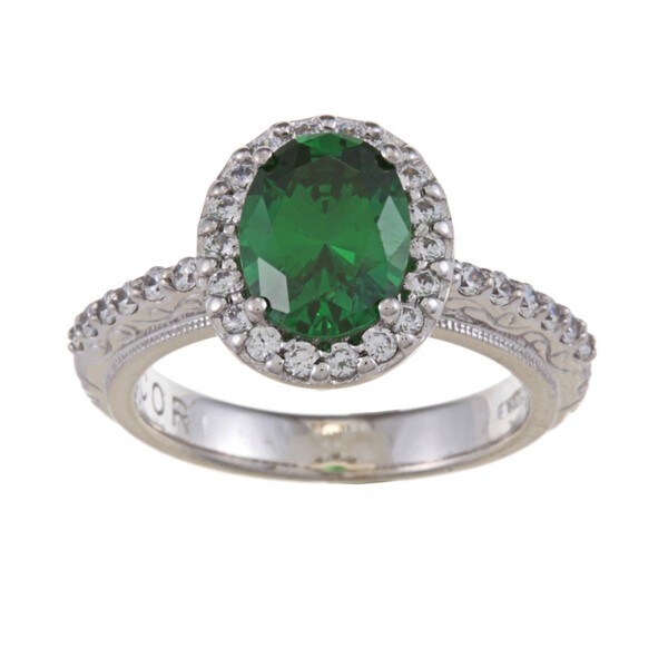 Tacori IV Sterling Silver Simulated Emerald and CZ 'Epiphany' Ring ...