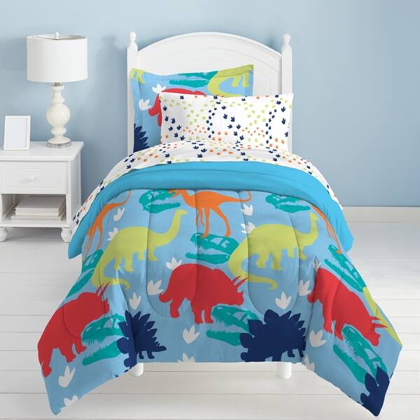 Shop Dream Factory Dinosaur Prints Twin 5 Piece Bed In A Bag With