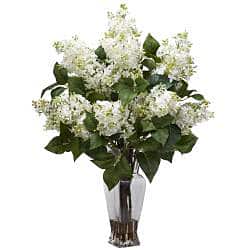 Lilac with Vase Silk Flower Arrangement