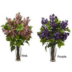 Lilac with Vase Silk Flower Arrangement