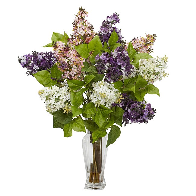 Lilac with Vase Silk Flower Arrangement - Free Shipping Today