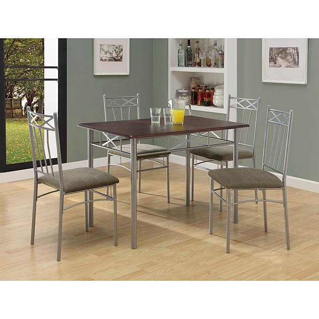 Cappuccino/ Silver Metal 5 piece Dining Set