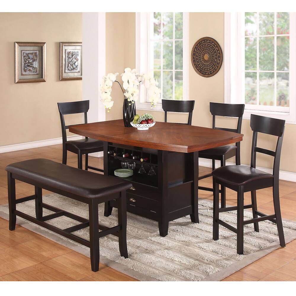 Oak and Black Finish Pub Table