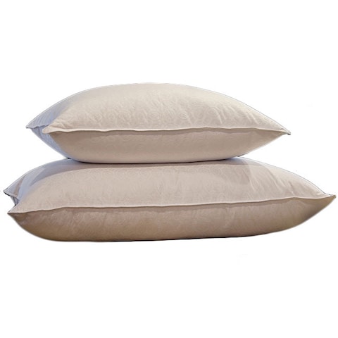 Jacquard 500 Thread Count Natural Down and Feather Pillow - White