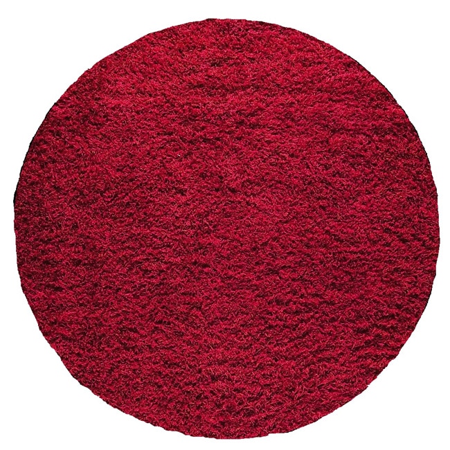 Hand woven Smix Red Wool Rug (5 Round)