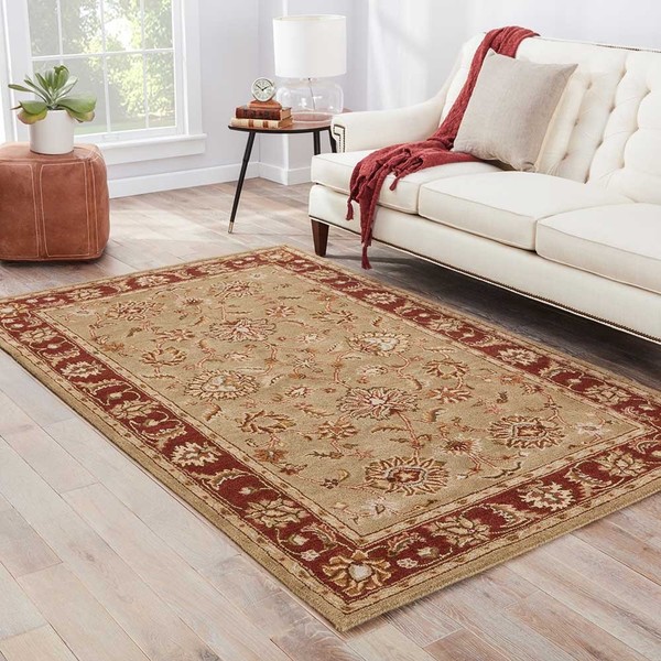 Della Handmade Floral Taupe/ Red Area Rug (10' X 14')