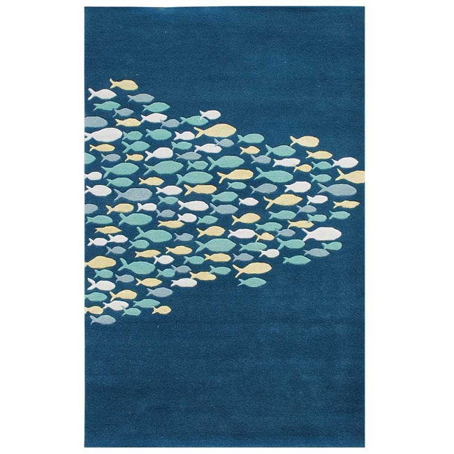 Hand tufted Blue Wool Rug (8 X 11)