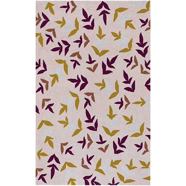 Hand hooked Abstract Beige Rug (5' x 7'6) JRCPL 5x8   6x9 Rugs