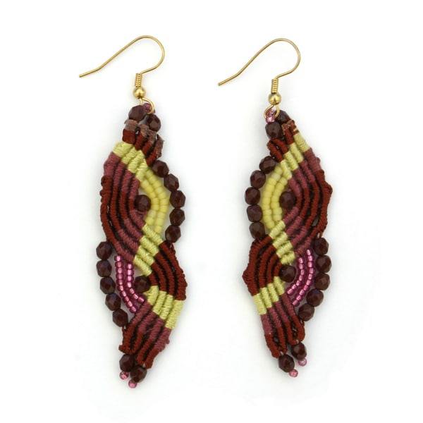 Lucia 'Plumeria' Macrame Earrings (Guatemala) Earrings