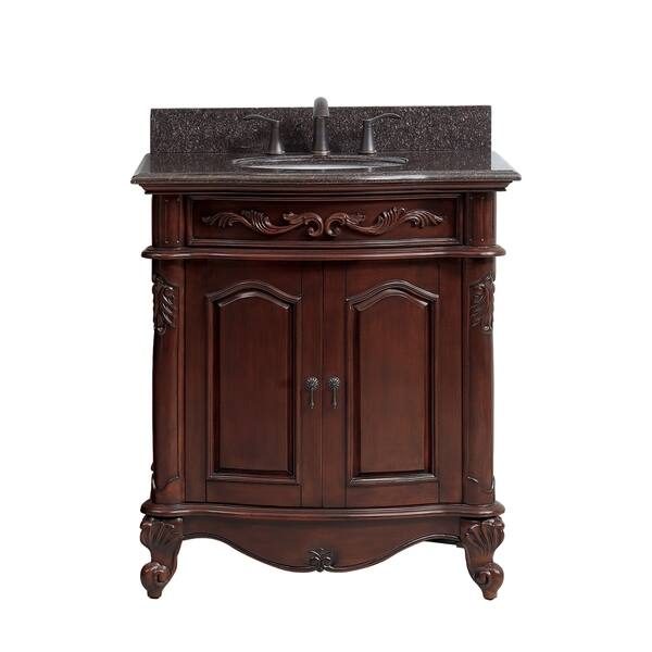 Avanity Provence 31 Inch Vanity Combo In Antique Cherry Finish With Imperial Brown Granite Top Overstock 6278099
