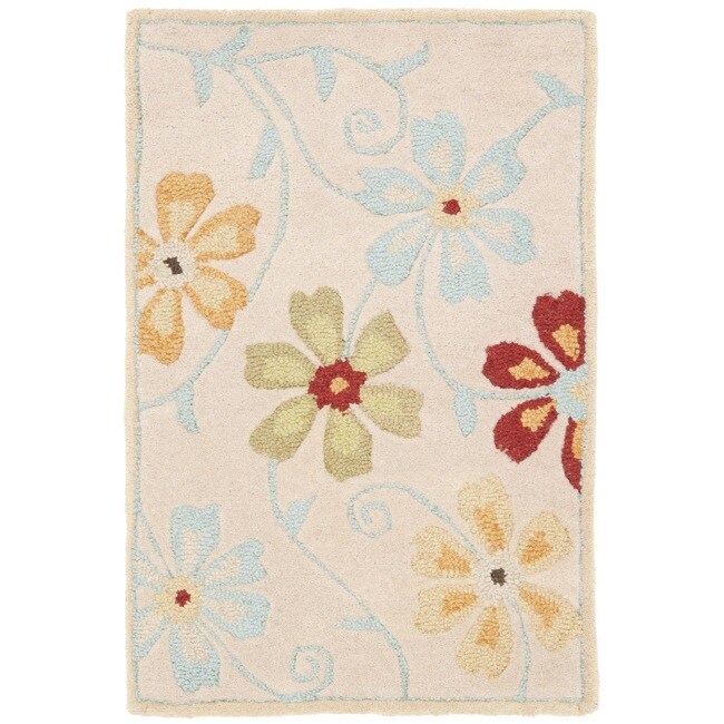 Safavieh Handmade Blossom Beige Wool Accent Rug (2' x 3')