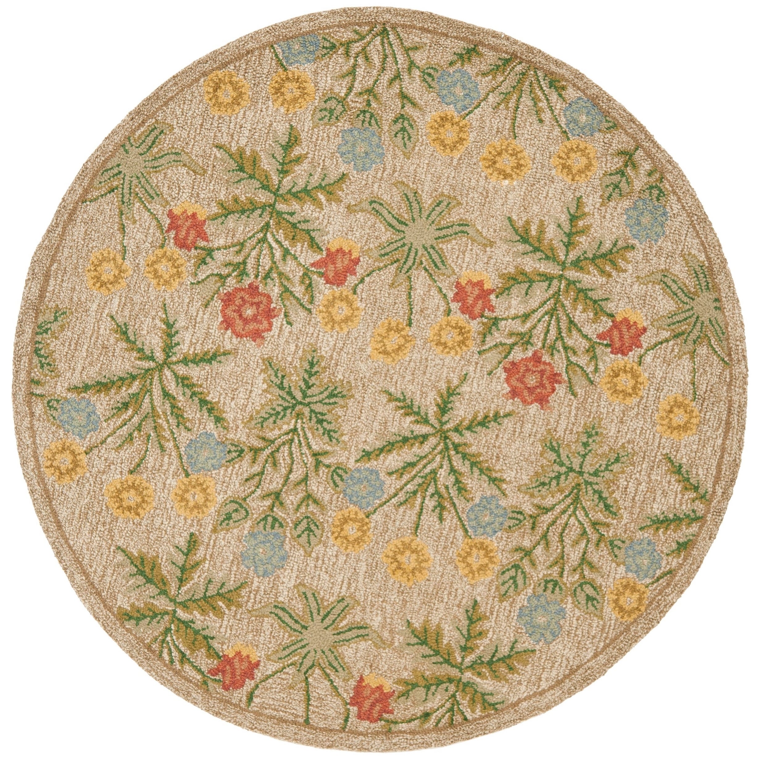 Safavieh Handmade Blossom Margarett Modern Floral Wool Rug Beige/Multi 6' x 6' R 683726352785 eBay