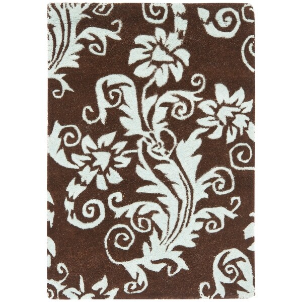 Safavieh Handmade New Zealand Wool Paris Brown/ Blue Rug - 2' X 3'