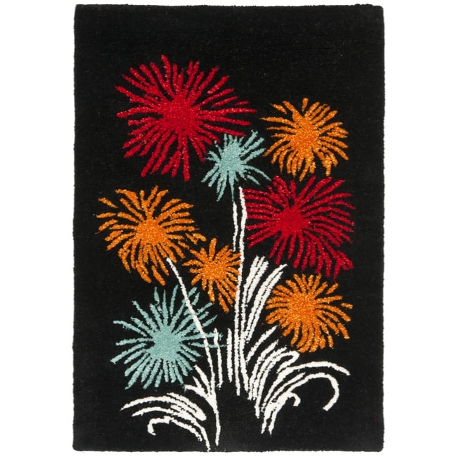 Handmade New Zealand Wool Jubilee Black Rug (2 X 3)