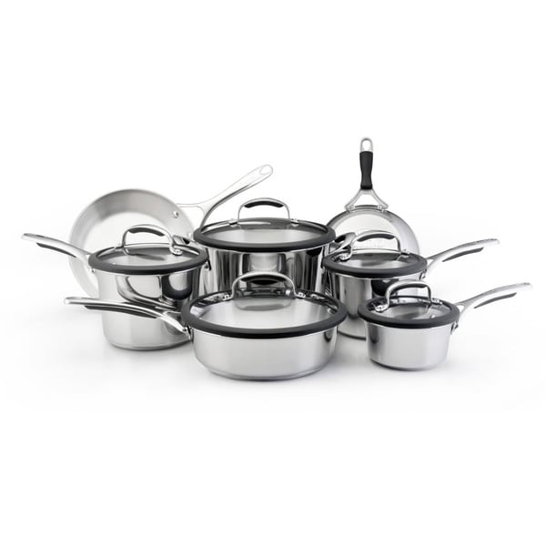 Shop KitchenAid Gourmet Stainless Steel 12-piece Cookware Set - Free Shipping Today - Overstock 