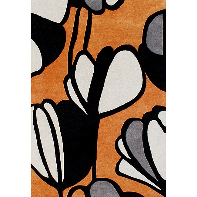 Handmade Metro Soft Orange Wool Rug (5 X 8)