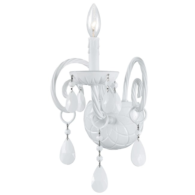 Transitional 1 light White Crystal Wall Sconce