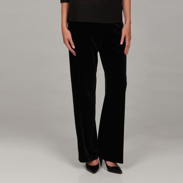 women's black velvet pants