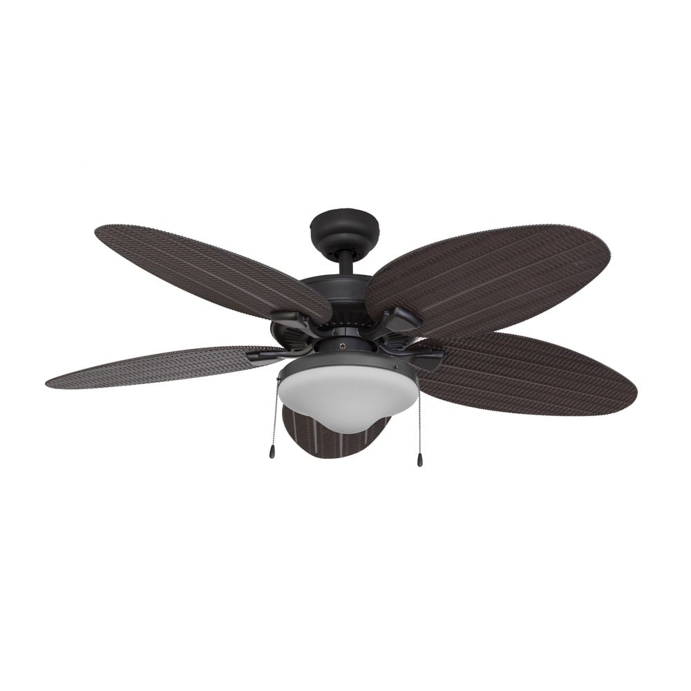 Prominence Home Siesta Key 52-inch Tropical Bowl Light, Bronze Ceiling Fan with Palm Blades and Remote Control