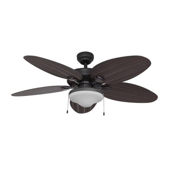 Ecosure Siesta Key 52 Inch Tropical Bowl Light Bronze Ceiling Fan With Palm Blades And Remote Control