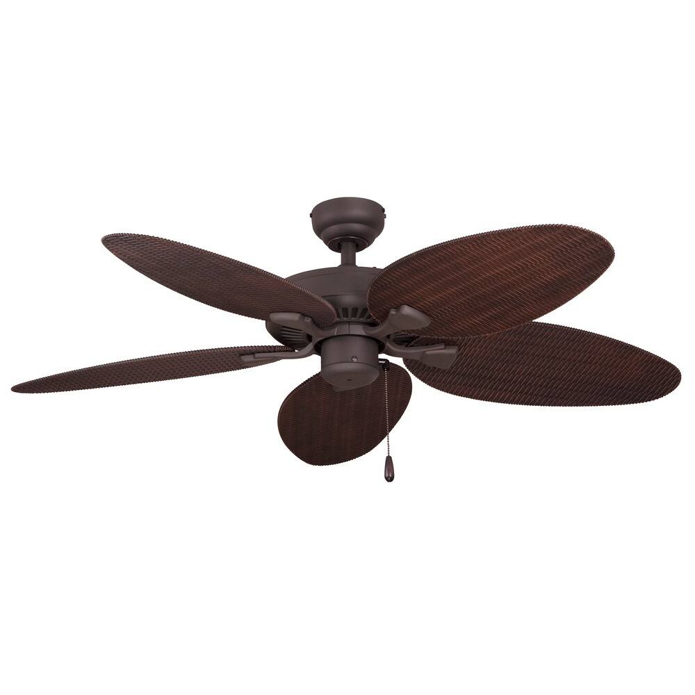 Prominence Home Siesta Key 52-inch Tropical Bronze Outdoor Ceiling Fan with Wicker Blades and Remote Control