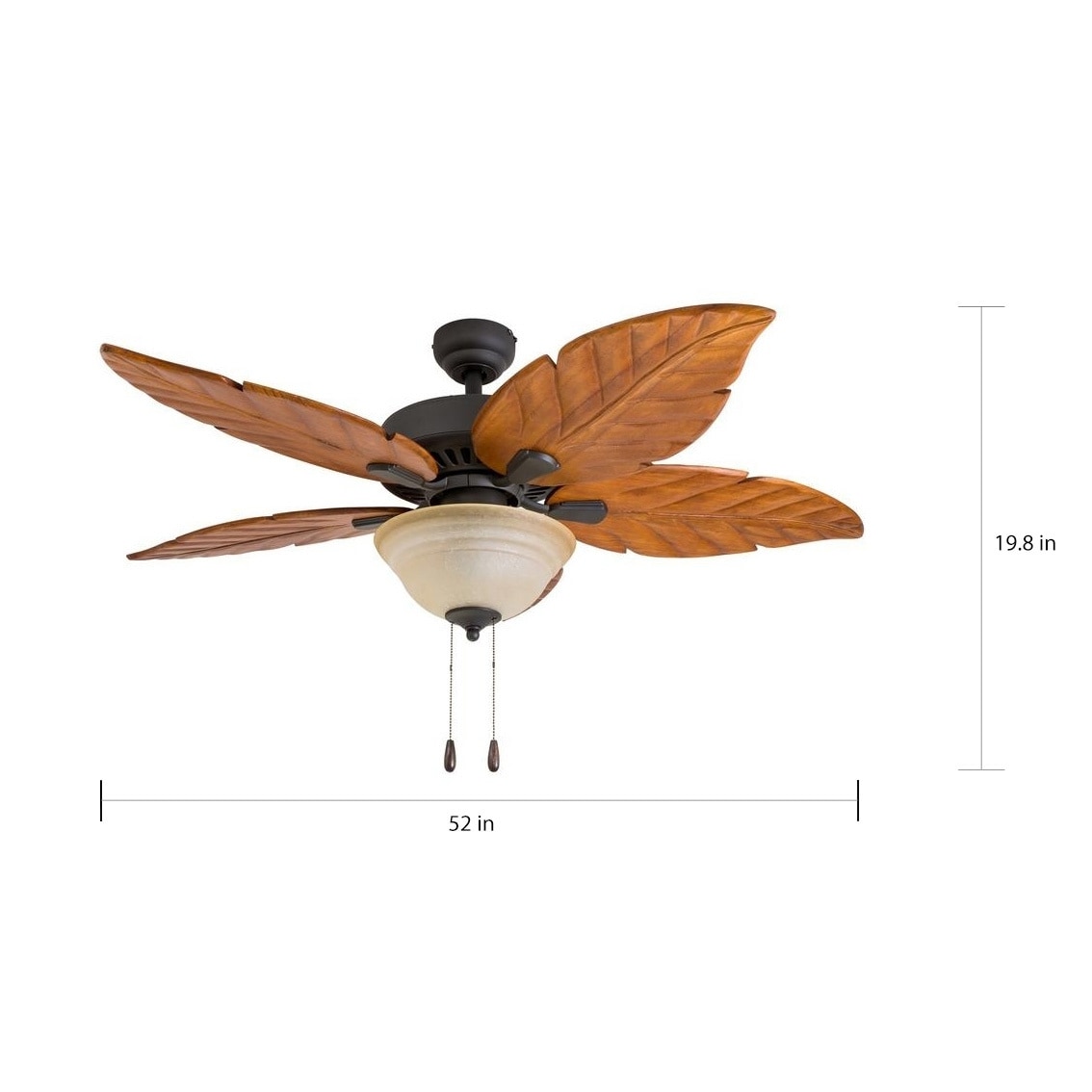 Ecosure Aruba 52 Inch Tropical Bronze Ceiling Fan With Hand Carved Wooden Blades And Remote Control
