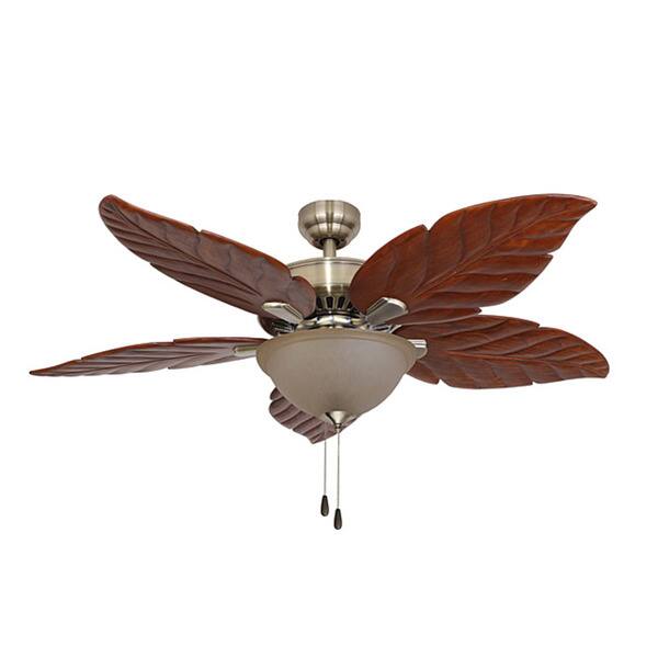 Copper Grove Sarny 52 Inch Aged Brass Ceiling Fan With Hand Carved Blades And Remote Control