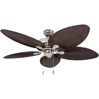 Hunter Fan Bayview 54-inch 5-palm Leaf Blades Ceiling Fan - Free ... - EcoSure Abaco Brushed Nickel 52-inch Ceiling Fan with Palm Leaf Blades and  Remote Control