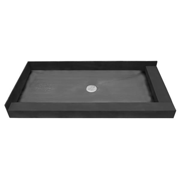 Tile Ready Double Curb Shower Pan (34 x 48 Center PVC Drain)