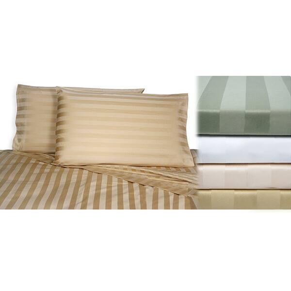 Seaglass Blue Cal King Size 6-Pc Damask Striped Sheet Pillowcase Bed Set 600 TC