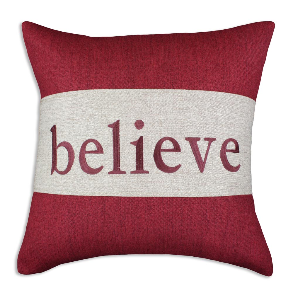 Burgundy 'Believe' Decorative Pillow - Free Shipping Today 
