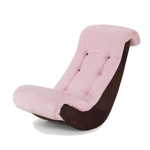 Hannah Baby Pink/ Chocolate Microfiber Banana Rocking Chair - Overstock ...