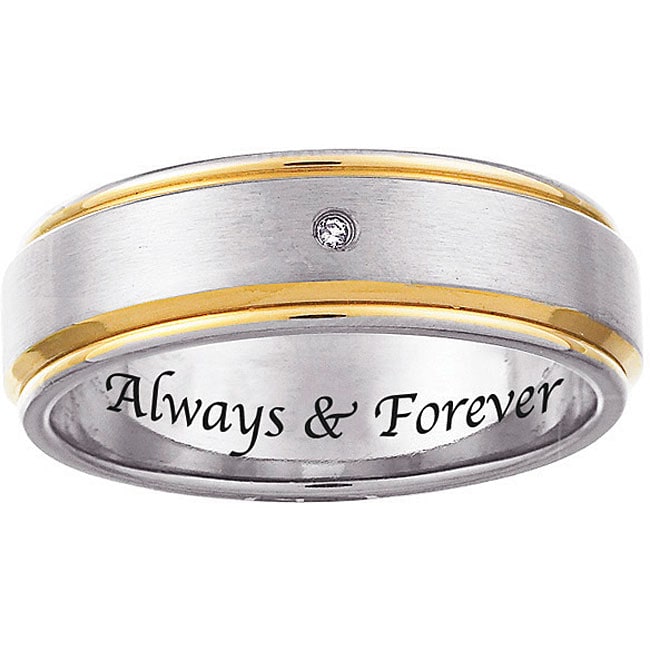 Two-tone Titanium Men's Diamond Accent 'Always & Forever' Band - Free ...