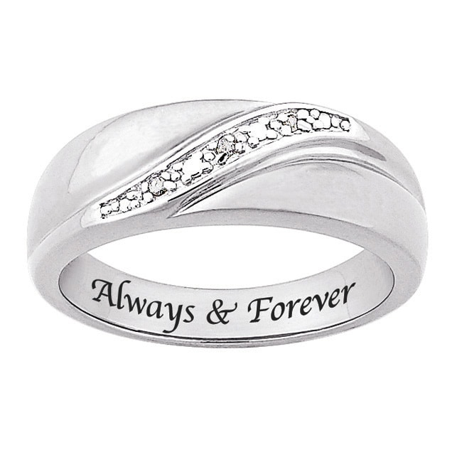 Sterling Silver Diamond Accent 'Always & Forever' Band - Free Shipping ...