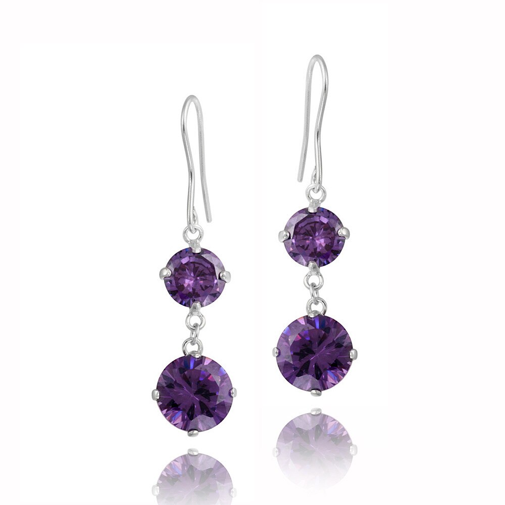 Icz Stonez Rhodium Plated Purple Cubic Zirconia Earrings Free Icz Stonez Rhodium Plated Purple Cubic Zirconia Earrings