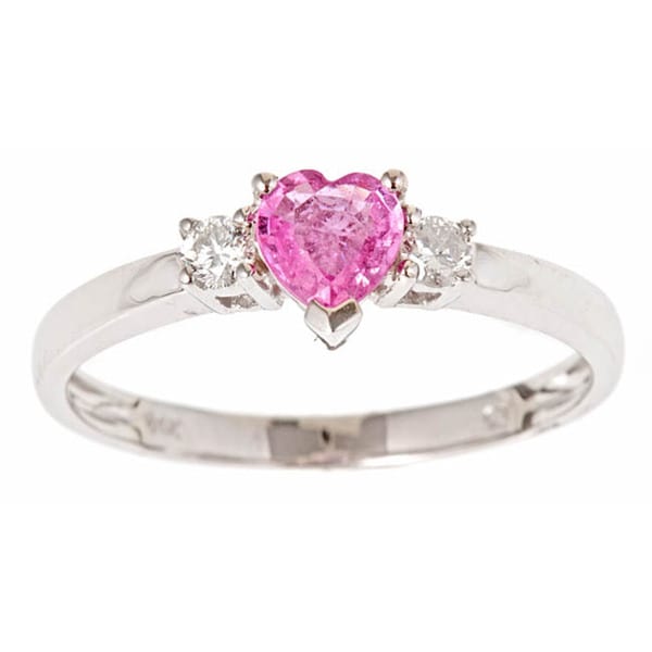 Anika and August 14k Gold Ceylon Pink Sapphire and 1/10ct TDW Diamond Ring (G-H, I1-I2)