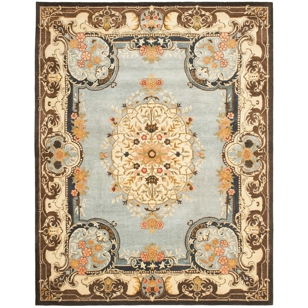 Safavieh Handmade Bliss Light Blue/ Ivory Hand-spun Wool Rug - 8' x 10'