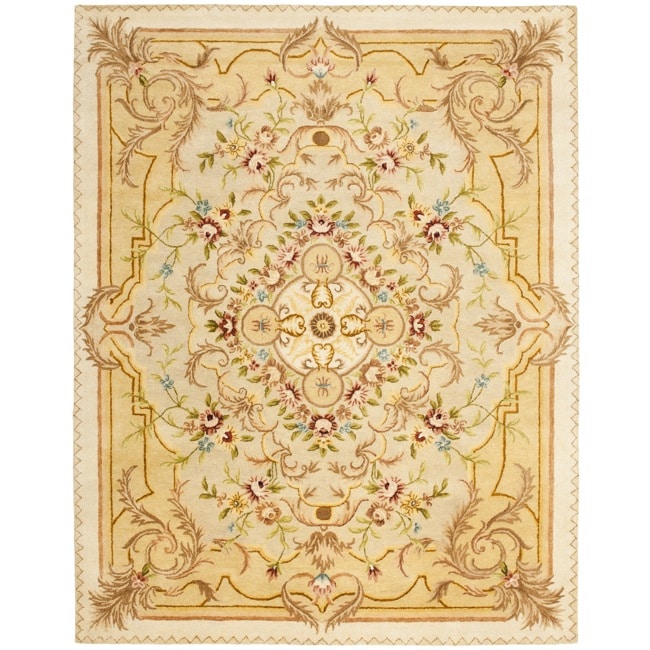 Safavieh Handmade Aubusson Creteil Beige/ Light Gold Wool Rug - 6' x 9'