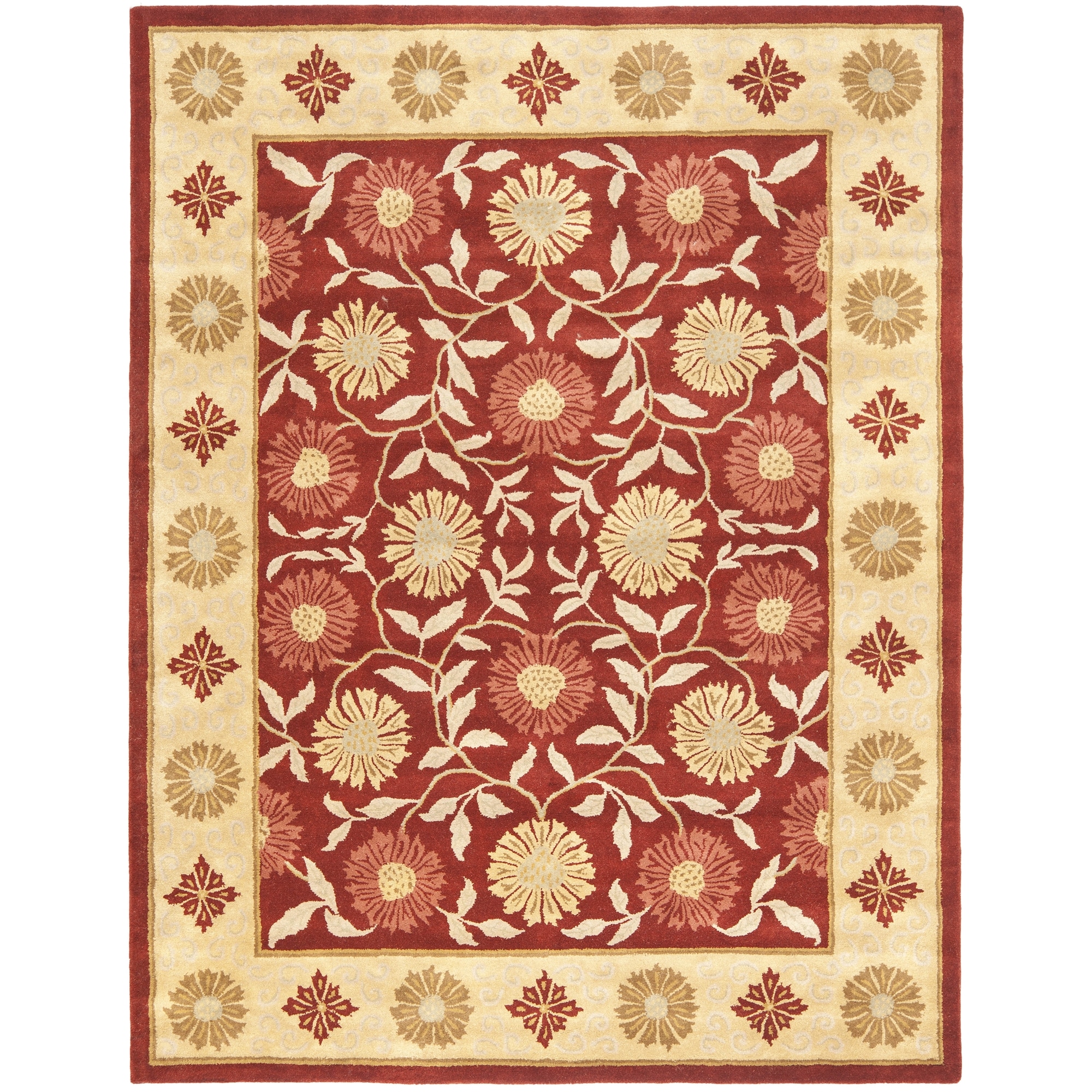 Handmade Heritage Khor Red/ Beige Wool Rug (96 X 136)