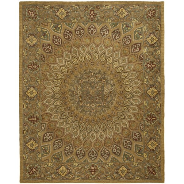 Handmade Medallion Light Brown/ Grey Wool Rug (8'3 x 11') Safavieh 7x9   10x14 Rugs