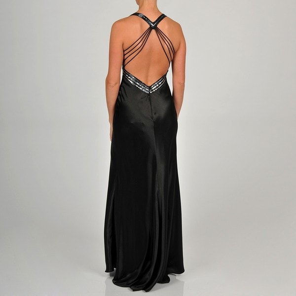 Shop Ignite Evenings Womens Black Beaded Halter Evening Gown Free