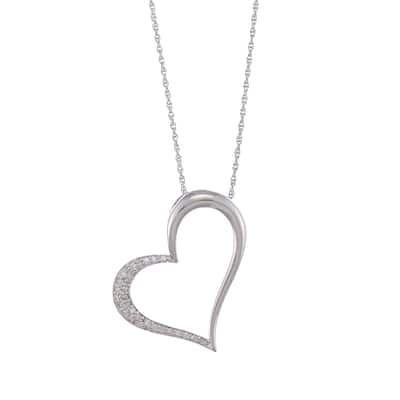 Sterling Silver 1/5ct TDW Diamond Heart Necklace