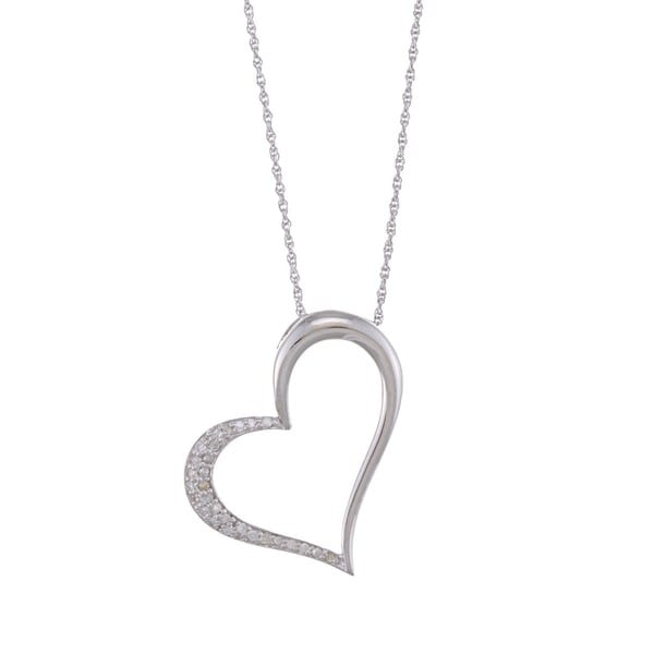 Sterling Silver 1/5ct TDW Diamond Heart Necklace