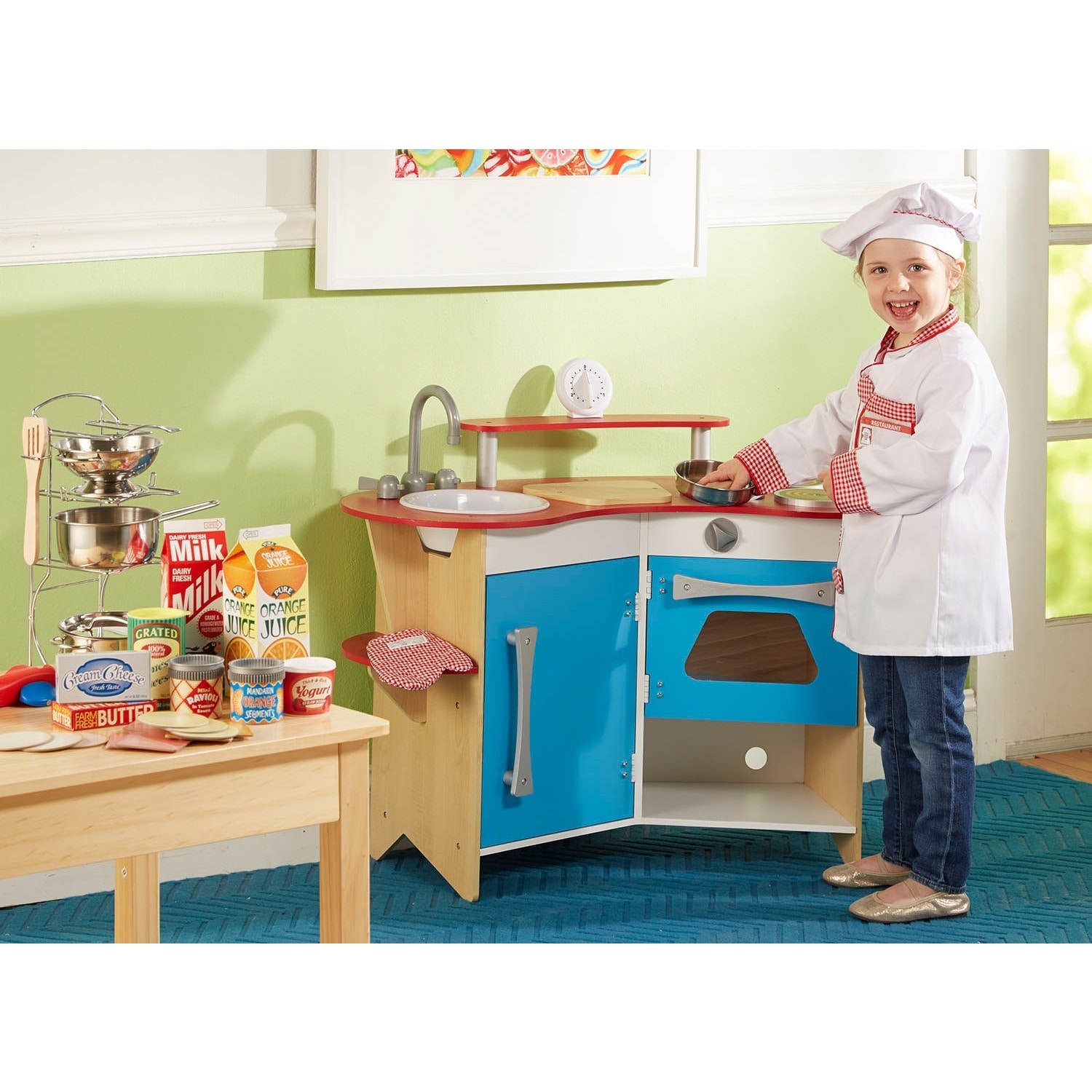 melissa & doug cook's corner wooden pretend play toy kitchen
