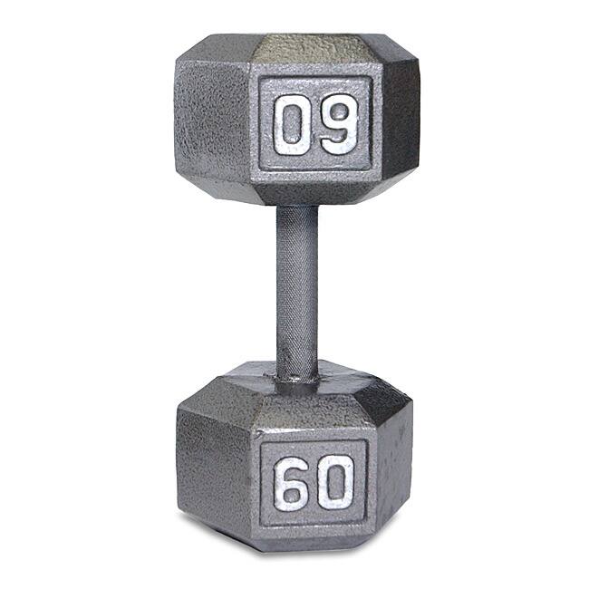 Durable CAP Barbell 60-pound Hex-shaped Gray Cast-iron Dumbbell - Silver