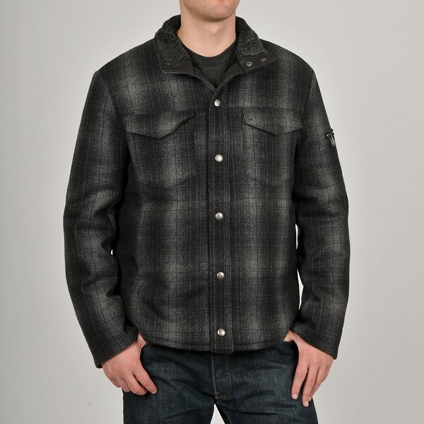 Chaps Men's Black Wool-blend Plaid Shirt Jacket - 13922923 - Overstock ...